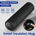 thumbnail image 1 of Vacemry Smart Water Bottle, Stainless Steel Smart Water Bottle with LCD Screen, Temperature Display Insulated Flask, 500ML Vacuum for Hot Cold Drinks, Touch Screen LED Indicator, 1 of 8