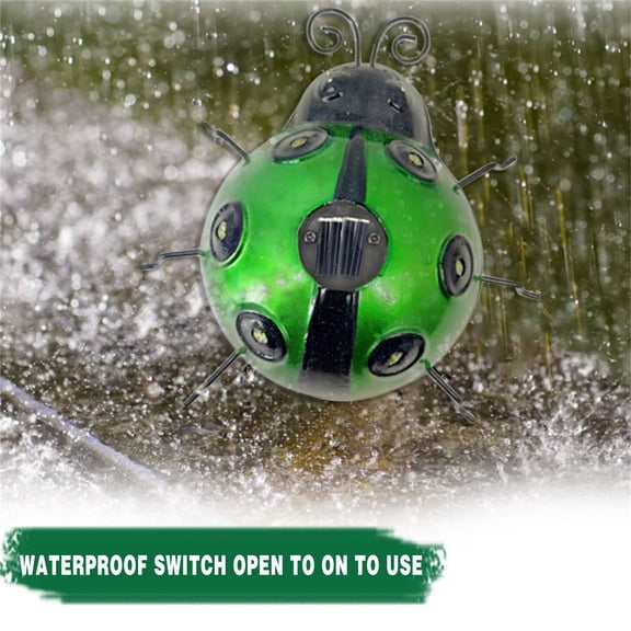 Vacemry Solar Ladybug Light, Metal Solar-Powered Garden Wall Art, Cute Ladybug Statue with LED, Photoluminescence for Night Glow, Waterproof Outdoor Indoor Decoration