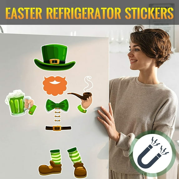 Vacemry St Patrick's Magnet, St Patrick's Day Dwarf Leprechaun Magnetic Fridge Magnet, Holiday Decoration for Home Office Classroom, Anti-Slip Heavy Duty Magnet for Refrigerator Metal Door,