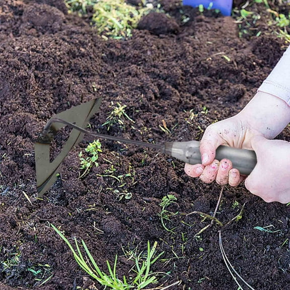 Vacemry Stainless Steel Weeder, Manual Garden Weeding Tool with Ergonomic Handle, for Removing Thistles and Crabgrass from Lawn and Yard