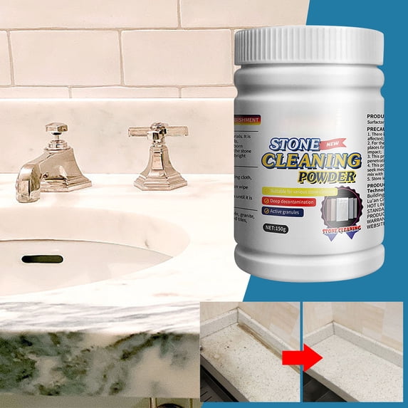 Vacemry Stone Surface Cleaning Powder, Polishing Decontamination Powder for Tile and Marble, Scale Remover for Granite Quartz, Multi Surface Stone Cleaner