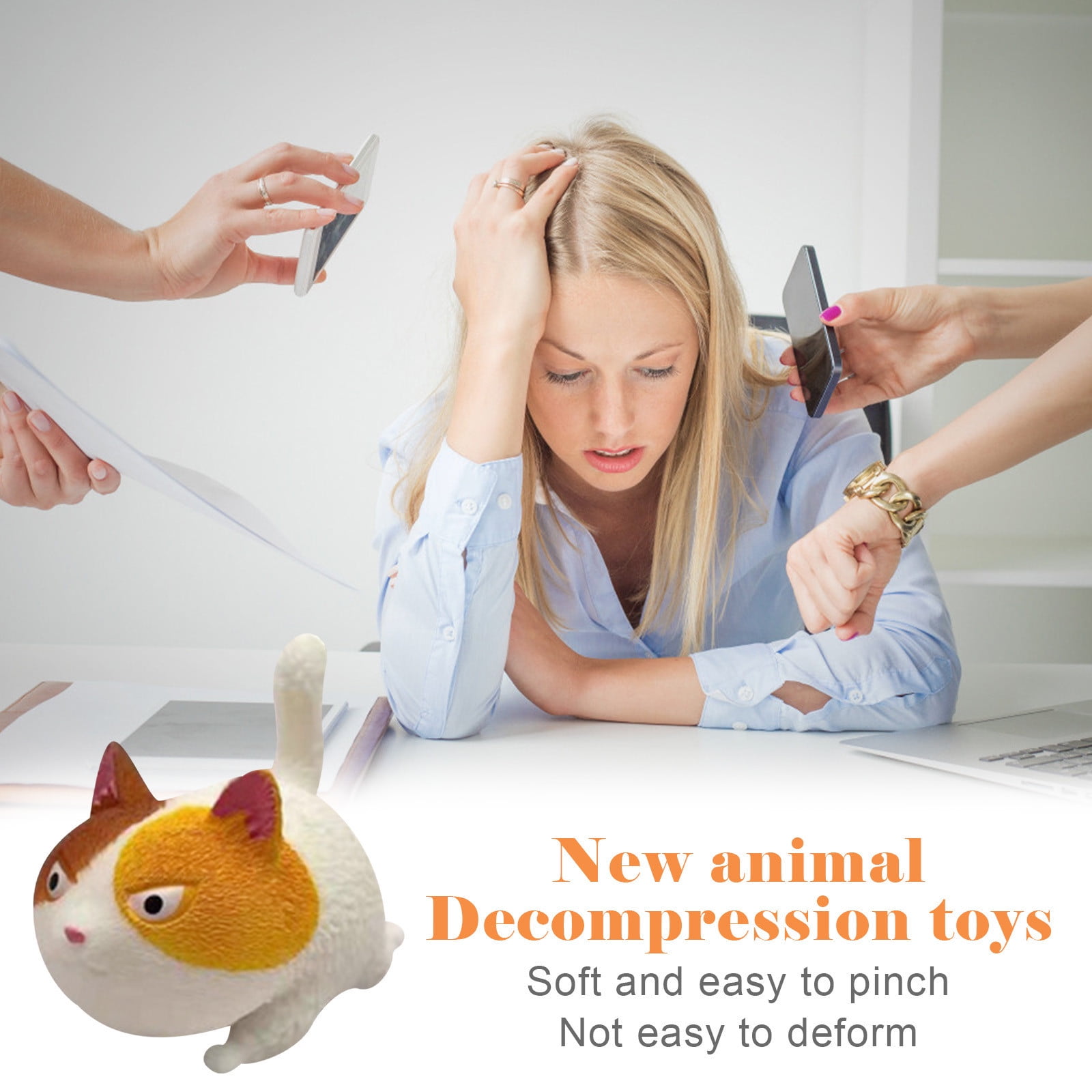 Vacemry Stress Relief SqueezingToy, Soft Hand Grip Ball for Anxiety Fidget Sensory Therapy, Angry Cat Squeeze for Office Desk Home Car Travel, Cute Novelty Decompression Gift for AdultsKids