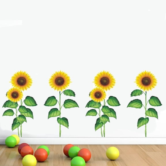 Vacemry Sunflower Bee Wall Stickers, Bee Festival Sunflower Wall Stickers, Self Adhesive Carved Decals for Bedroom Living Room, Floral Insect Decor for Home