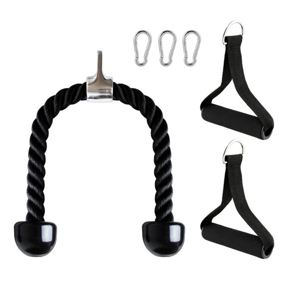 Vacemry Tricep Rope Attachment, Deluxe Non-Slip Easy Grip Fitness Cable Machine Accessory for Lat Pulldown Triceps Pushdown Bicep Curl Home Gym Strength Training Equipment