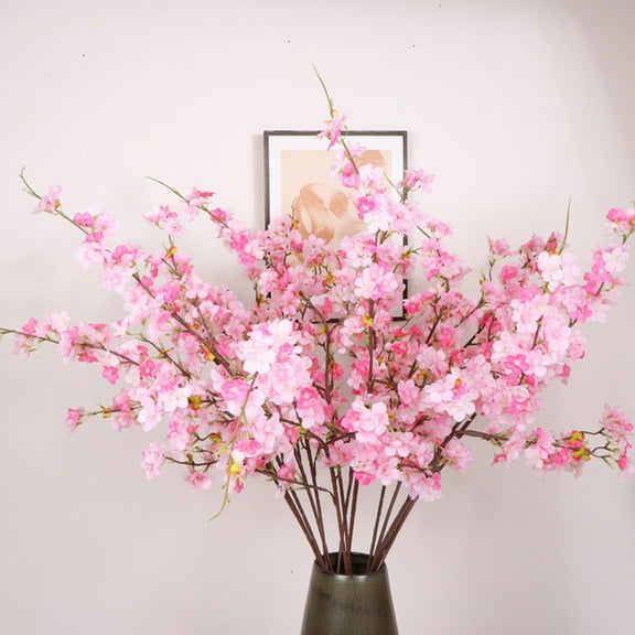 Vacemry Under $5 Artificial Cherry Blossoms, Multi Branch Sakura Flower Stems, Silk Fabric Home Party Decor, Realistic Floral Arrangement Centerpiece