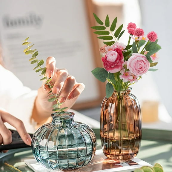 Vacemry Under $5 Artificial Rose Bouquet, Faux Silk Flower Arrangement for Home Decor, Realistic Floral Centerpiece for Table, Wedding, Party, Office