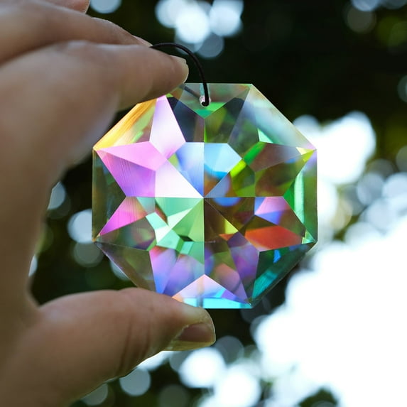 Vacemry Under $5 Crystal Prism Window Hanging, Light Catcher Decorative Ornament, Reflective Sun Catcher for Windows, Colorful Light Display Decor