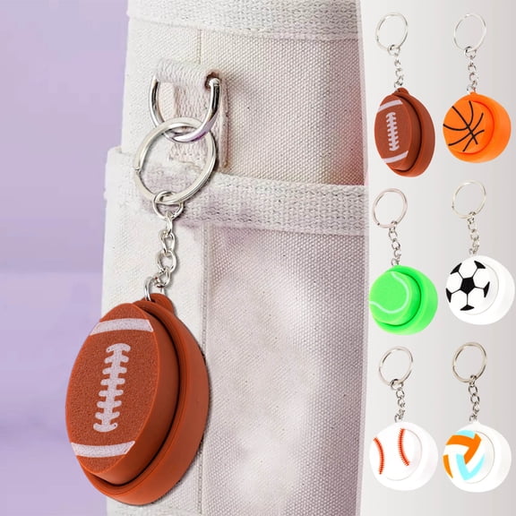 Vacemry Under $5 Decompression Keychain, 3D Printed Button Fidget Toy, Stress Relief Accessory with Sport Designs, Pocket Sized Anxiety Relief Gadget