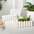 thumbnail image 1 of Vacemry Under $5 Decorative Flower Planter, White Plastic Pot with Fence Design, Artificial Plant Arrangement Pot, Indoor Outdoor Garden Decor, 1 of 9