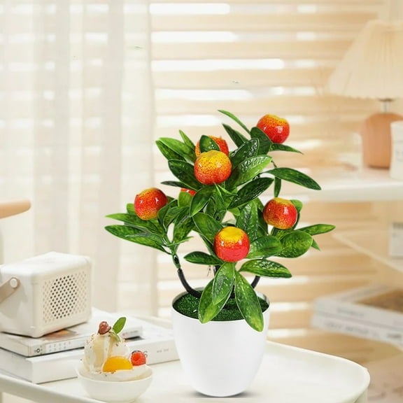 Vacemry Under $5 Fortune Fruit Bonsai, Simulation Pachycarpus Artificial Plant, Living Room Coffee Table Decoration, Home Office Desk Display Props