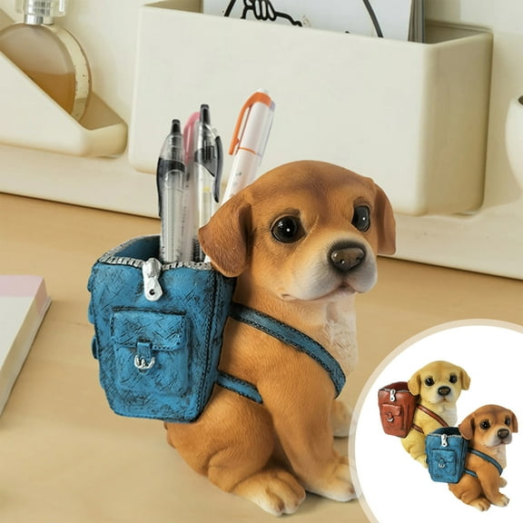 Vacemry Under $5 Resin Pen Holder, Dog Shaped Desk Organizer, Study Storage Container, Home Office Decorative Item, Gift Idea for Stationery Lovers