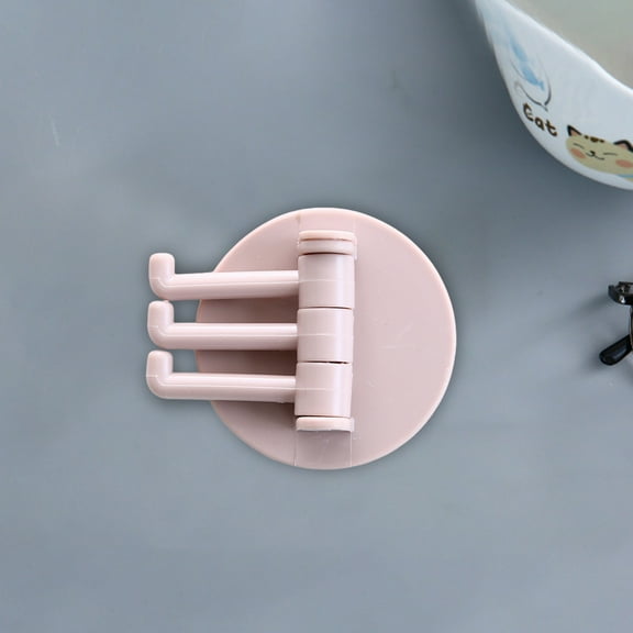 Vacemry Rotating Adhesive Hooks, 3-Prong Wall Hangers for Towels Robes Bags, No Damage Paste Hooks for Bathroom Kitchen Organization