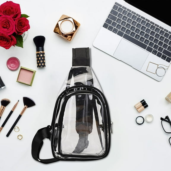 Vacemry Under $5 Transparent Crossbody Bag, PVC Jelly Chest Pack for Beach Swim, Large Capacity Clear Shoulder Bag, Water Resistant Unisex Sling Bag