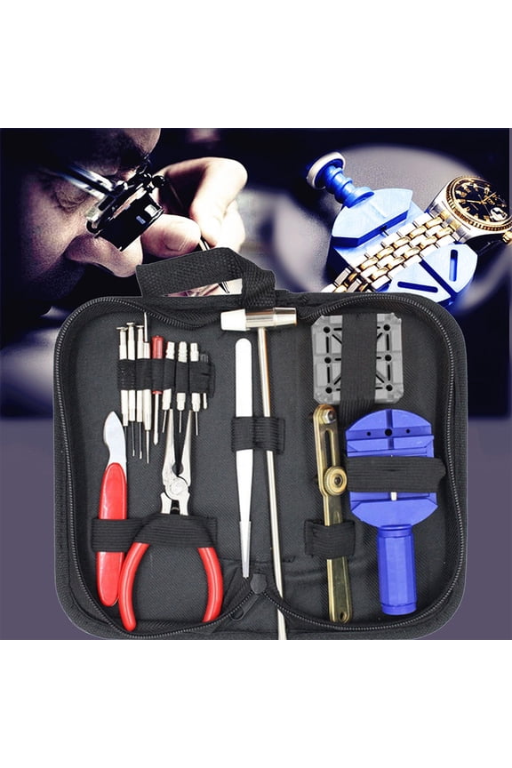 Watch Repair Tool Kit, 16 Piece Watch Repair Tool Kit with Case Opener Link Remover, Spring Bar Tool Screwdriver Set for Band Adjustment Battery Replacement