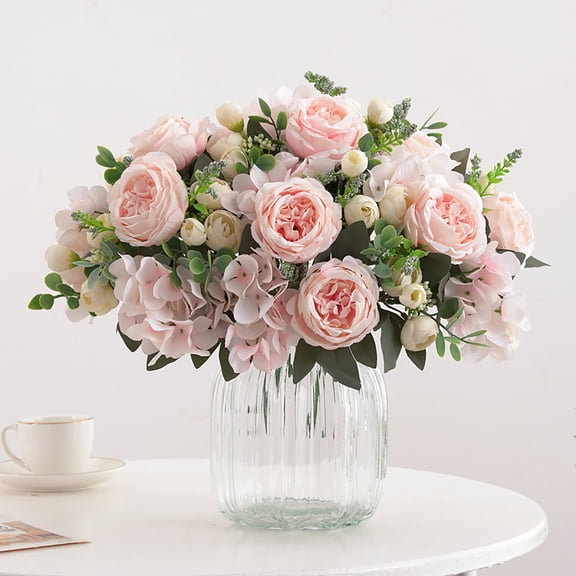 Vacemry Wedding Artificial Flowers, Realistic Peony and Rose Bouquet in Handheld and Wall Arrangements, Faux Floral Decor for Ceremony Aisle Altar Table Centerpiece Home Living Room Decorations