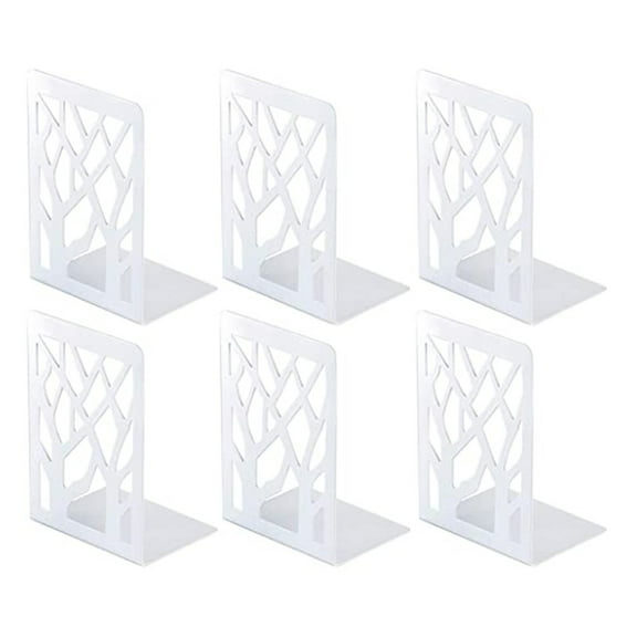 Vacemry White Metal Bookends, Heavy Duty Bookend Brackets with Non-Slip Base, T-Shape Design for Office and Home Library, Organizer for Shelves and Tables