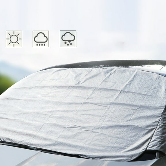 Vacemry Windshield Snow CoverCar Windshield Snow Cover Sun Shade, Thick Frost Ice Protection Layer for Winter Summer, Universal Fit Easy Install Windshield Protector