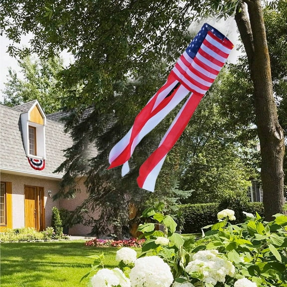Vacemry Windsock Flag, Patriotic Windsock Flag for Independence Day, Polyester Wind Sleeve Flag for Outdoor Display, Colorful Spinner Flag for Porch Garden Pole