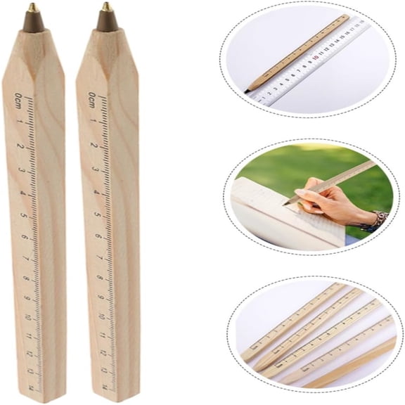Vacemry Wooden Ballpoint Pens, Handmade Multipurpose Stationery With Ruler Function And .0mm Ink ForSchoolSupplies, Office Desk, Journaling, Bible Study And Everyday Writing