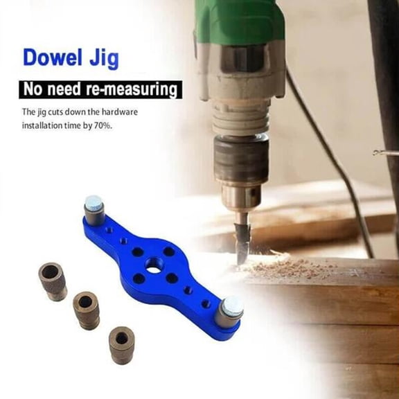 Vacemry Woodworking Dowel Jig Kit, Metal Hole Punch Locator for Cabinets Furniture, Includes 6/8/10mm Bushings, Accurate Alignment, Saves Time, Easy to Use, Perfect for DIY Projects, 14x5x7cm