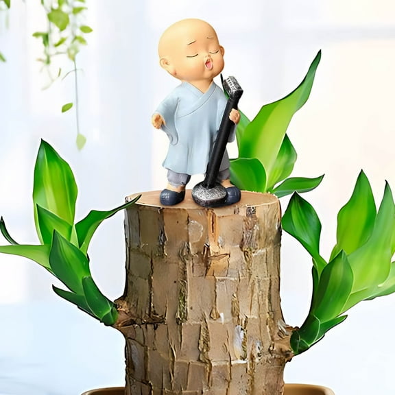 Vacemry Zen Monk Figurine, Resin Zen Buddhist Monk Statue for Home Decor, Meditation Desk Ornament for Office Living Room, Serene Decorative Figure for Tabletop Shelf Display