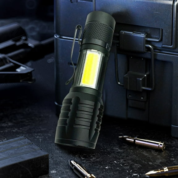 Vacemry Zoom Flashlight, Zoomable Flashlight with Adjustable Focus, COB LED for Bright Beam, USB Rechargeable, 5 Lighting Modes, Water Resistant, Perfect for Camping, Hiking, and Home Use