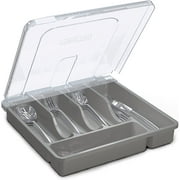 Vachan Plastic Silverware Tray for Drawer Organizer, 5 Compartments Flatware Organizer with Lid Tableware Storage Cutlery Utensil Holder