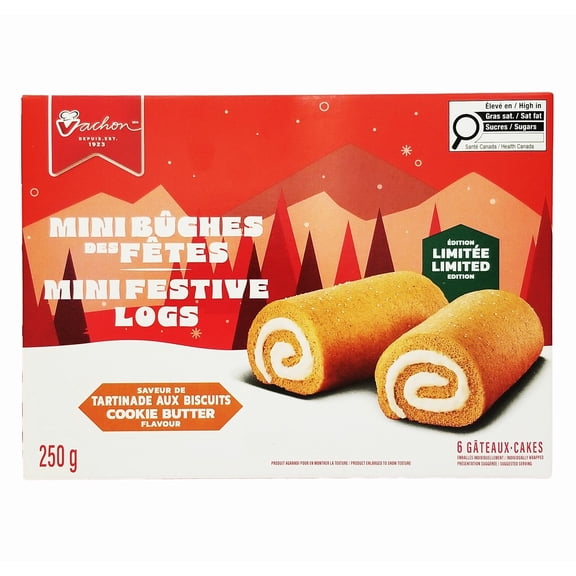 Vachon Cookie Butter Flavored Mini Festive Logs, Sponge Snack Cakes - 250g/8.8 oz