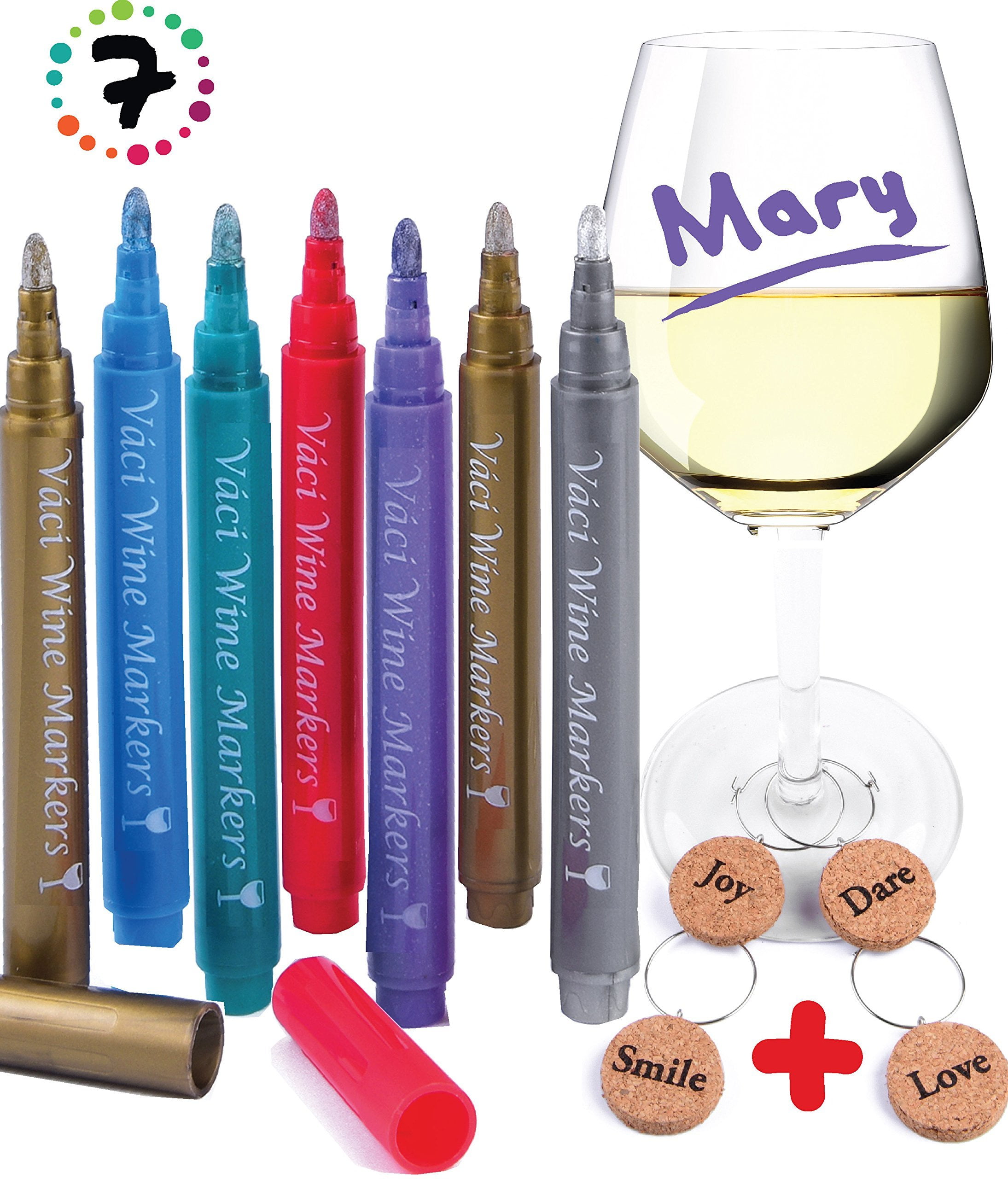 Parker & Bailey Glass Markers - Metallic Markers Wine Glass Markers  Washable Wine Markers for Window Mirror Ceramics Drink Glasses Bottles  Non-Toxic