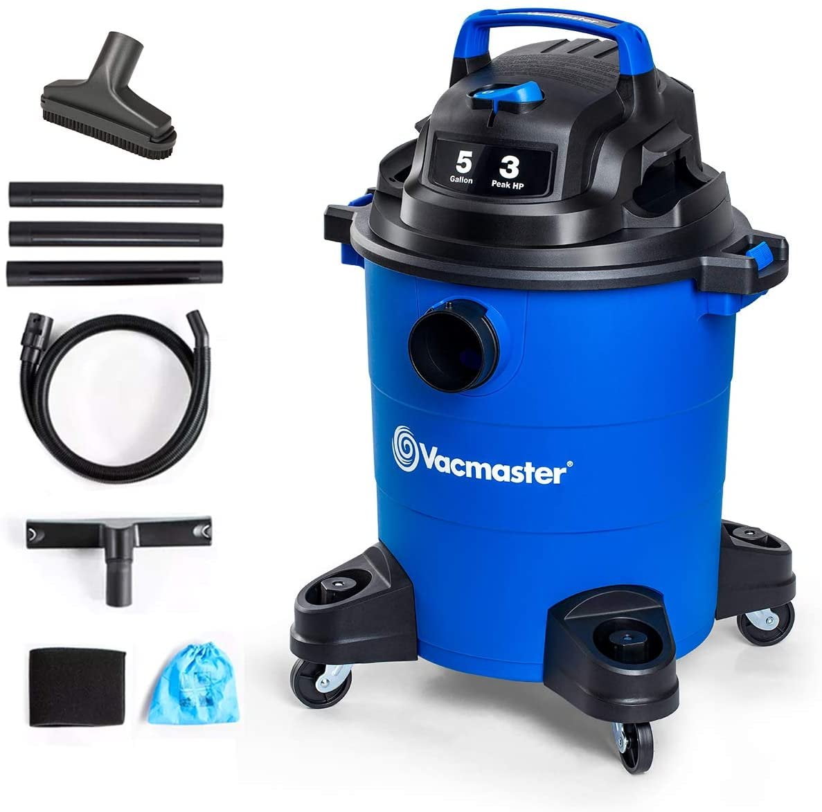 Vacmaster 3 Peak HP 5 Gallon Wet Dry Vacuum Cleaner Lightweight Powerful  Suction Shop Vacs with Blower Function for Dog Hair,Garage,Car,Home 
