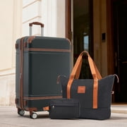 Vacmaster 3-Piece Hardshell Luggage Set with Expandable Bag, 24-Inch Checked Suitcase with 360  Spinner Wheels & TSA Lock, Lightweight Travel Set, Black,Best Luggage Set