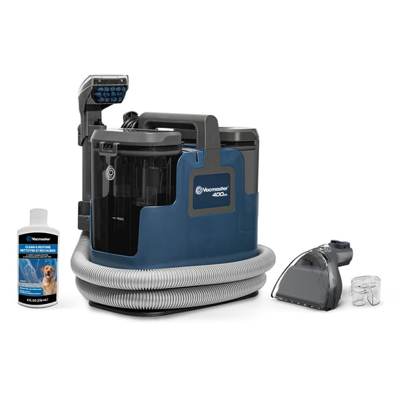 Vacmaster 400 Series Carpet Cleaner, for Carpets, Rugs, Upholstery, & Auto, Strong Suction with Long Hose, Portable, Hose Cleaning Tool, SCB301, Blue