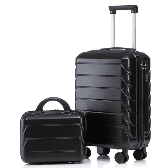 Vacmaster Hard Case Luggage 2 Piece,Sets Carry On Luggage Lightweight,14"/20" 2 pcs/set in ABS Spinner Wheel with Combination Lock, Suitable for boarding and baggage check-in (Black)