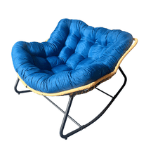Vacmaster Outdoor Rocking Chair, Patio Egg Rocking Chair, Indoor Papasan Chair, Rattan Wicker Lounge Chair, Modern Royal Chair for Bedroom, Living Room, Porch, Garden,Lawn-Blue
