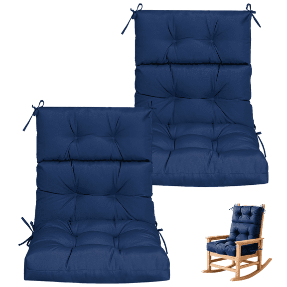 Vacmaster Patio High Back Chair Cushions Set of 2 - Outdoor Dining Chair Pads,Waterproof Replacement Seat Pad,for Rocking and Lounge Chairs,Indoor & Outdoor Furniture Cushions,Navy Blue