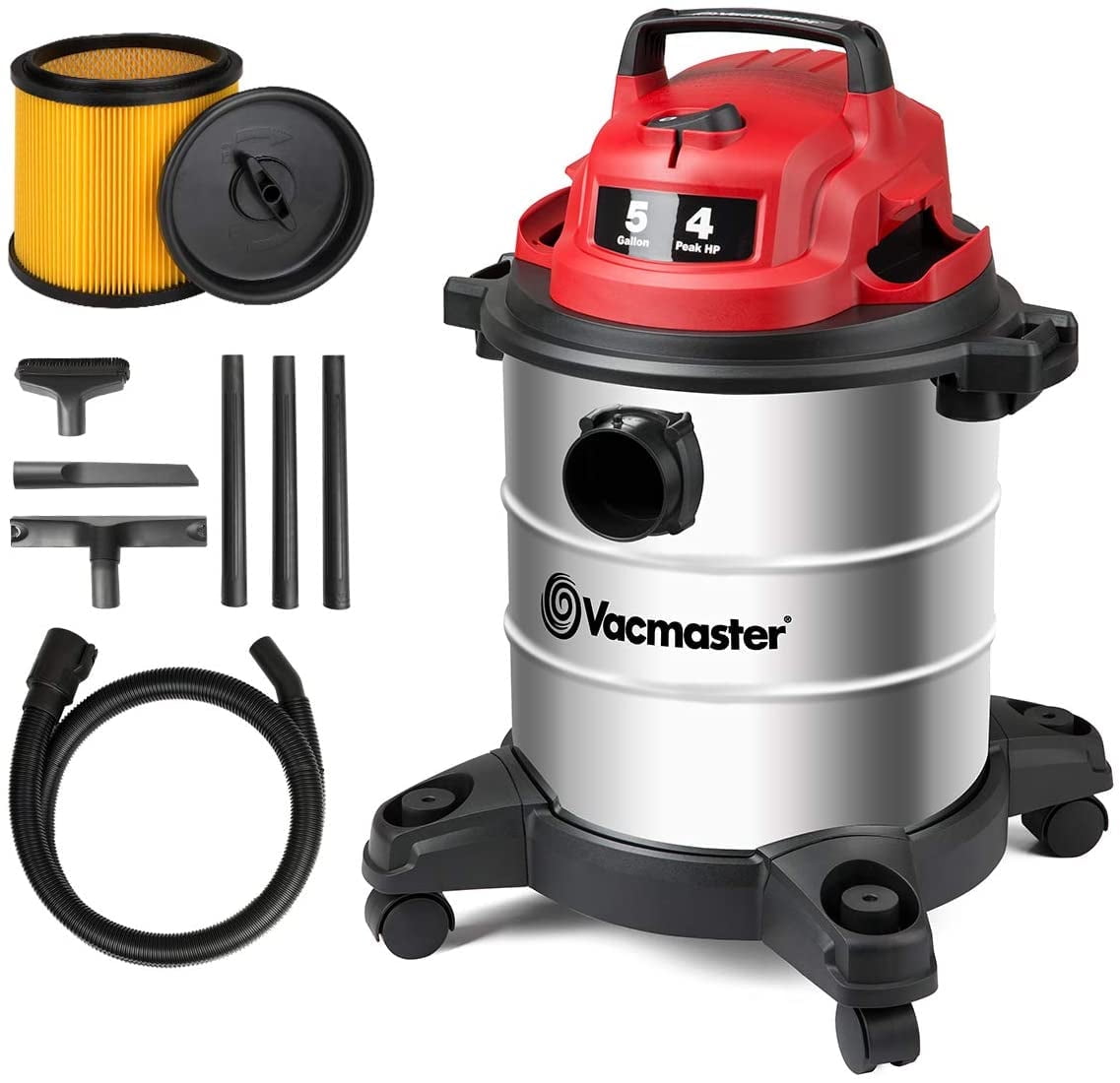 5 Gallon Red and Stainless Steel Wet/Dry Shop Vacuum