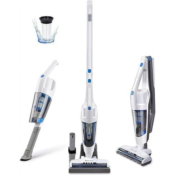 Vacmaster VSD1801 Cordless Handheld & Stick Vacuum Cleaner 2 in 1, Rechargeable Li-ion Battery Powerful Lightweight for Hardwood Floor, Carpet and Pet Hair White