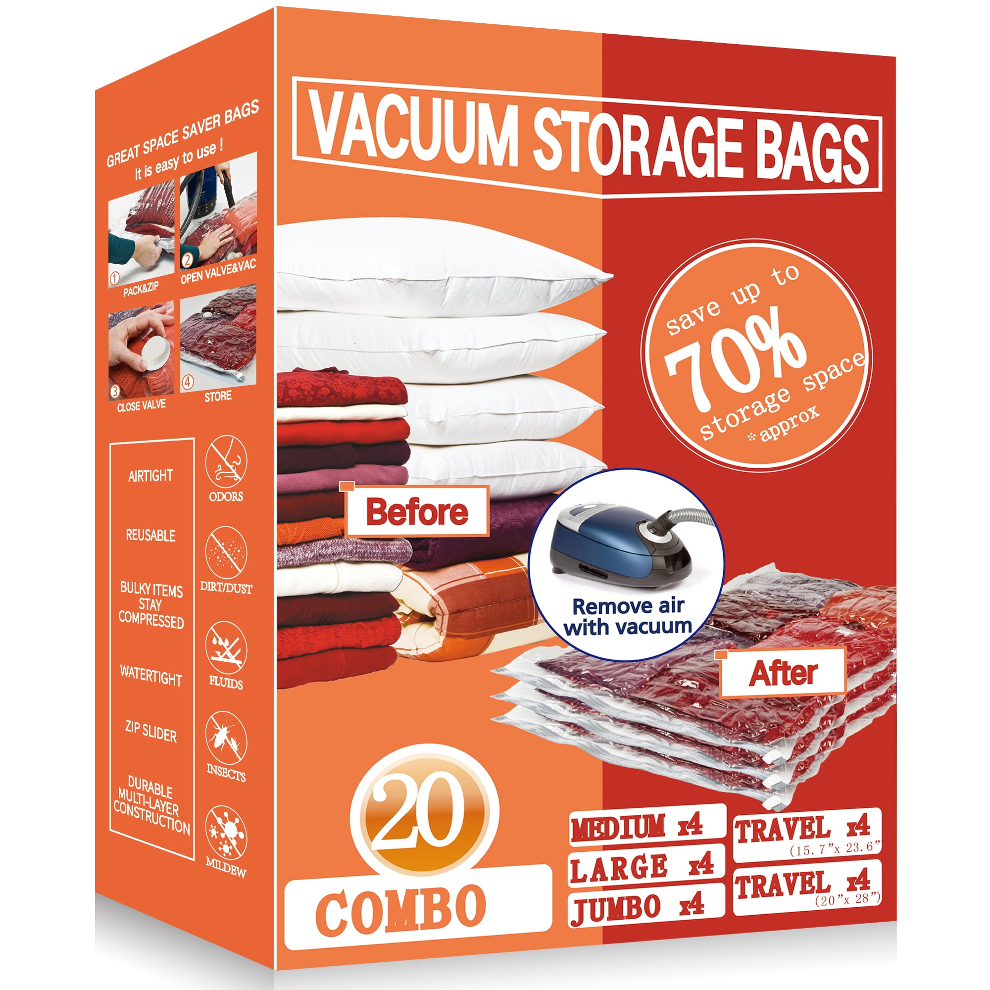 Vacpack Space Saver Bags, 20 Pack Variety Vacuum Storage Bags with