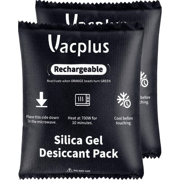 2 Pack 400g Reusable Desiccant Packs for Storage, Large Silica Gel Packets with Indicator Beads, Moisture Absorber for Car, Closet, Drawer, 5.8" x 7.1"