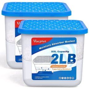 Vacplus 2 Lb Moisture Absorber Bucket, 2 Count, Calcium Chloride Dehumidifier for Basement, Closet & Bathroom