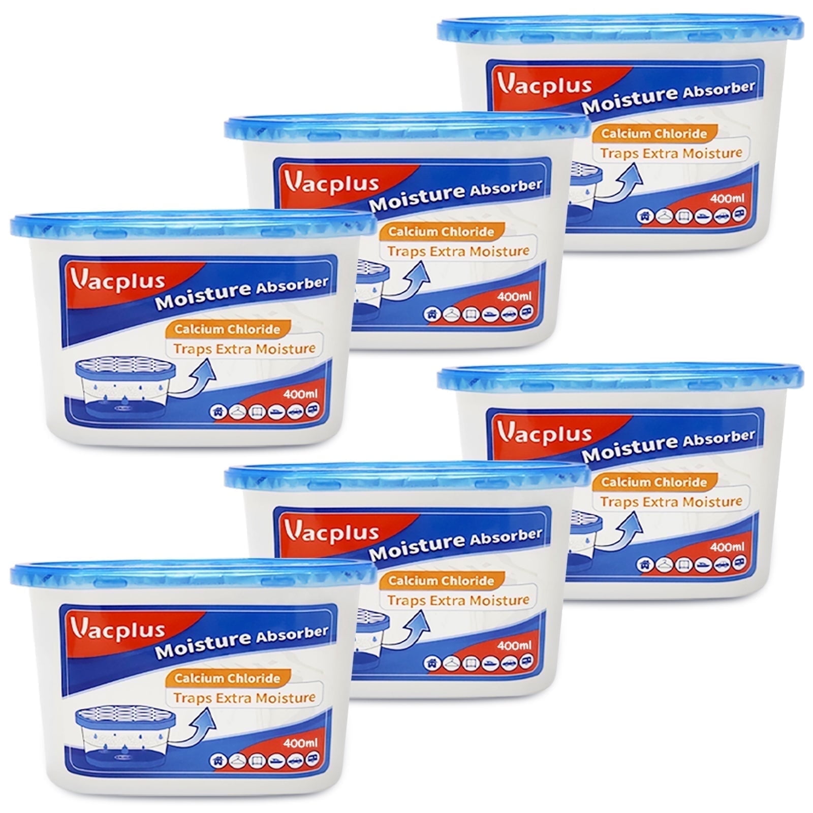 Walmart daily deals:  Vacplus Moisture Absorbers, 6 Pack, 10.5 Oz, Leakproof Humidity Absorber, Fragrance Free