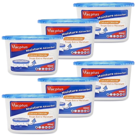 Vacplus Moisture Absorbers, 6 Pack, 10 oz, Leakproof Humidity Absorber, Fragrance Free