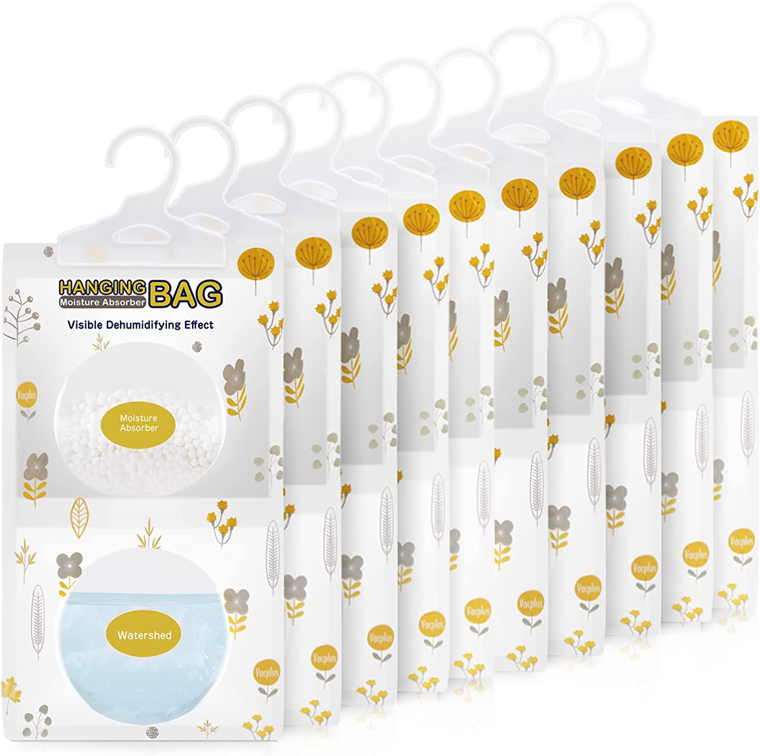 Vacplus Moisture Absorbers, Hanging Closet Dehumidifier Bags, Humidity