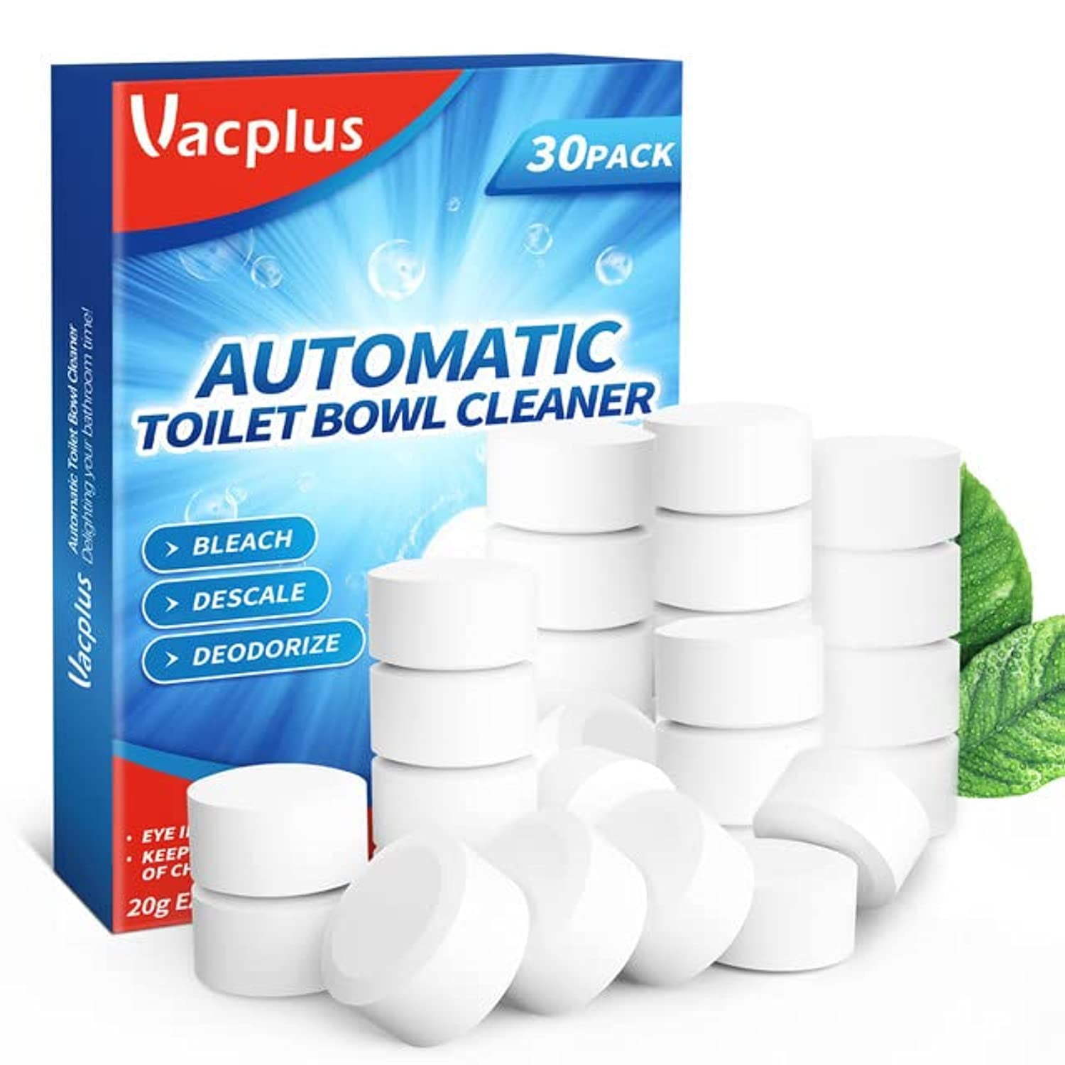 Vacplus Toilet Bowl Cleaners - 30 Pack, Automatic Toilet Bowl Cleaner 