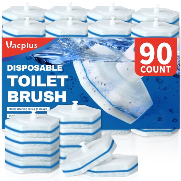 Vacplus Disposable Toilet Cleaner Refills, Deep Cleaning Disposable Wand Heads for Toilet Bowl Cleaner Handle, Fragrance-Free, 90 Count