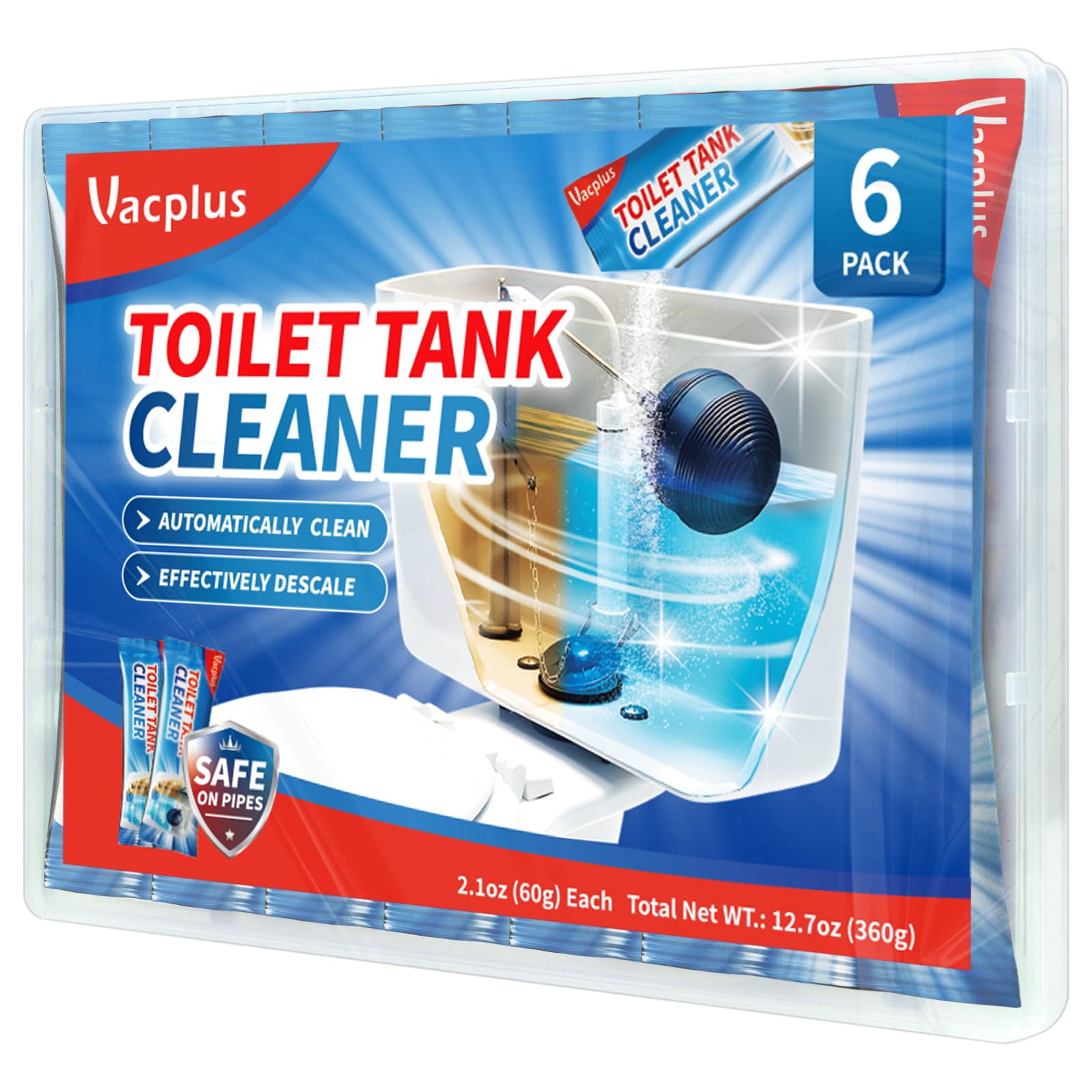 Vacplus Toilet Tank Cleaner, 6 Pack, Automatic Toilet Descaler, Toilet ...