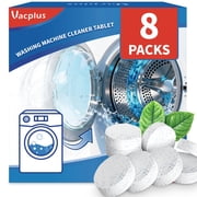 Vacplus Washing Machine Cleaner Tablets, HE Washer Cleaner for Front & Top Loaders, Odor & Residue Remover, 8 Count