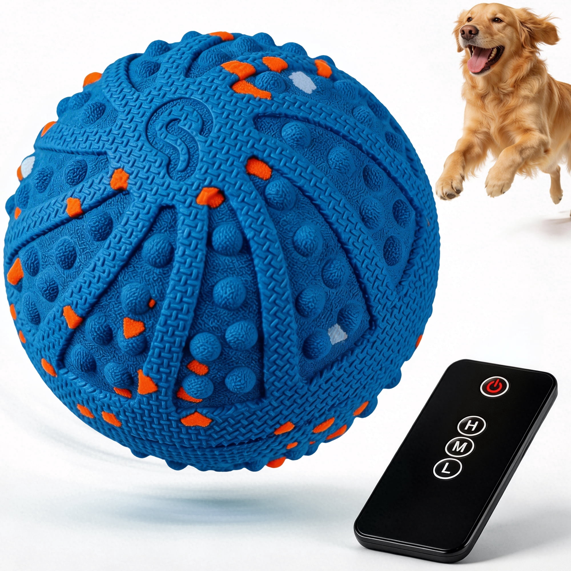 Vacqueen Interactive Automatic Rolling Dog Ball, ETPU Waterproof with Remote Control Dog Toys,Blue