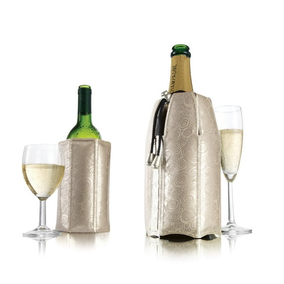Vacu Vin Active Champagne Cooler Set - Reusable, Flexible Wine Bottle Cooler - Platinum - Champagne Cooler Sleeve For Standard Size Bottles - Insulated Champagne Bottle Chiller to Keep Cold