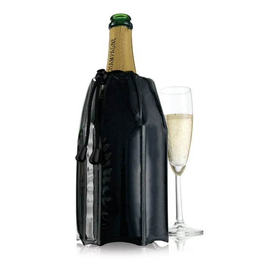 Vacu Vin Active Cooler Champagne Chiller - Reusable, Flexible Wine Bottle Cooler - Black - Champagne Cooler Sleeve For Standard Size Bottles - Insulated Champagne Bottle Chiller